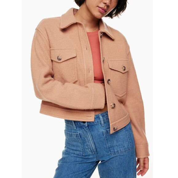 Aritzia Wilfred Free Autumn Shirt Jacket Womens Size XXL 2X Beige Tan 100% Wool - Picture 9 of 16